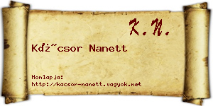 Kácsor Nanett névjegykártya